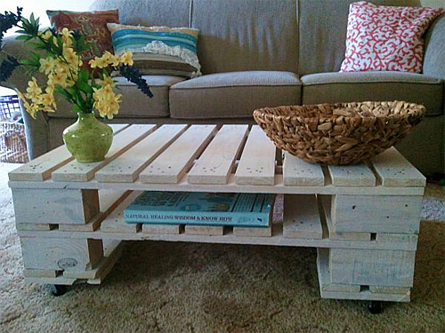 Coffee table made from wood pallets!