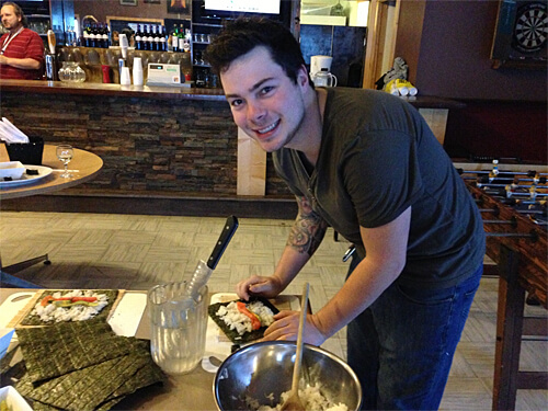Mike making sushi for the first time!! :)