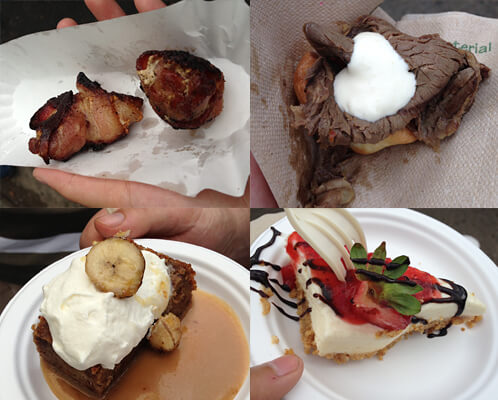 Bacon-wrapped scallops, Yorkshire pudding, banana bread pudding and cheesecake at Taste of Edmonton! 