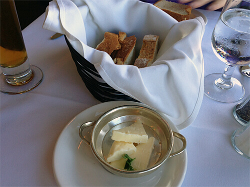 Bread and butter at La Ronde Revolving Restaurant.