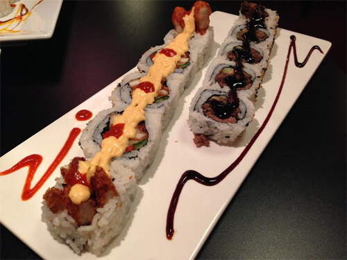 Spicy Chick and Beef Teriyaki rolls at Kenko.