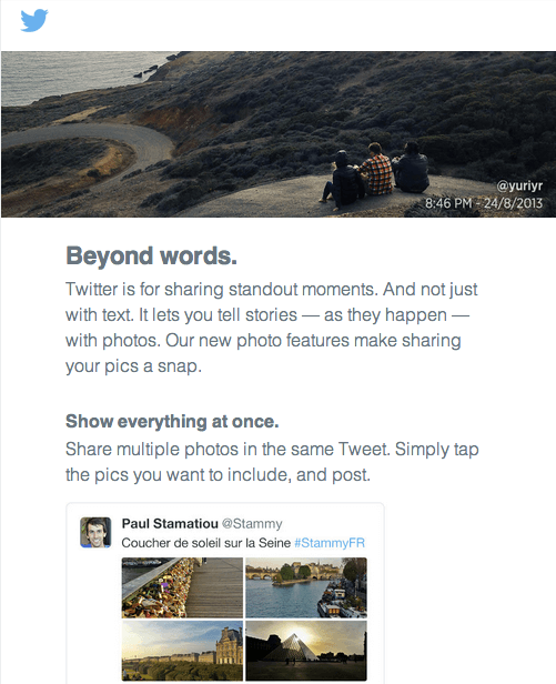 Twitter is really putting the emphasis on photo-sharing. (Photo credit: Techcrunch)