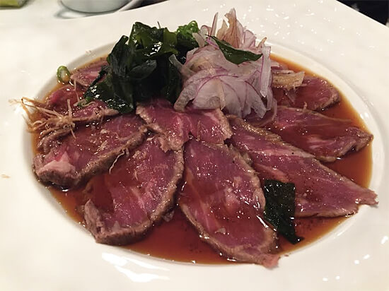 Beef Tataki with ponzu sauce - $10