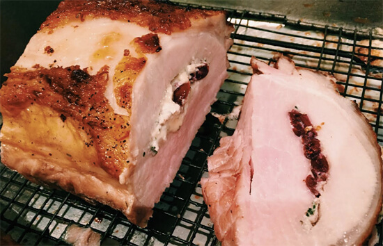 So good. Brie and Cranberry Stuffed Pork Loin! 