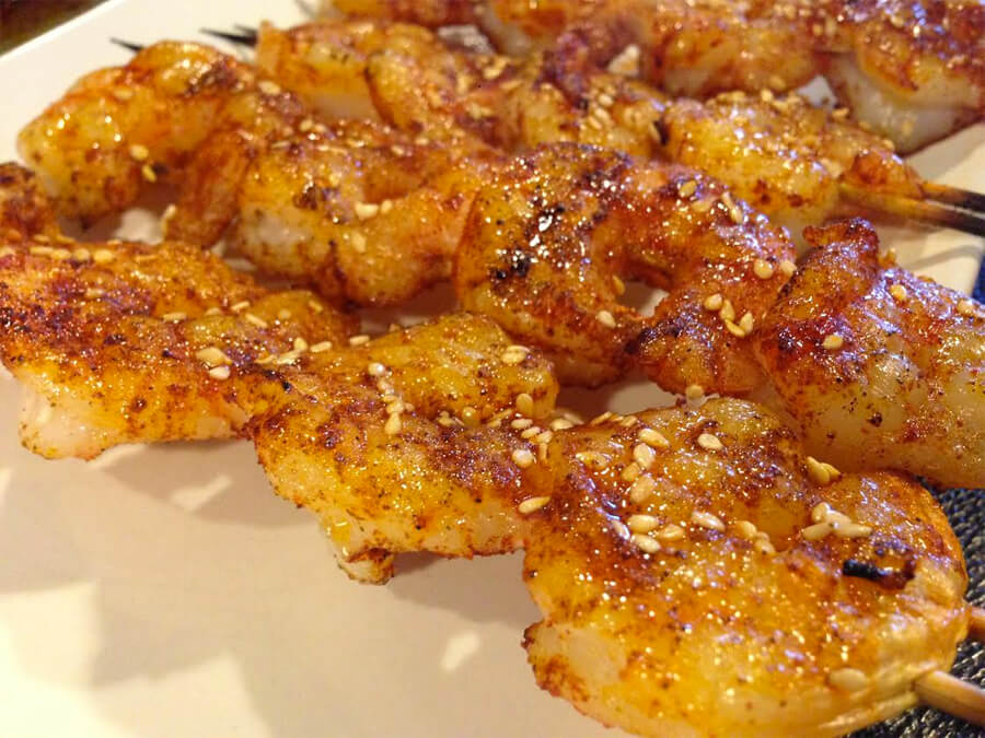 Spicy shrimp kebabs ($5.50 each) at LETS Grill Restaurant.