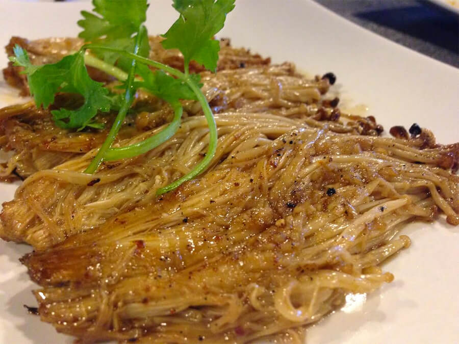 Grilled enoki mushrooms ($1.20 each) at LETS Grill Restaurant.