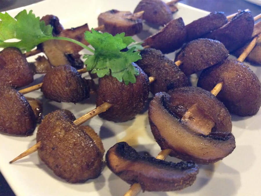 Grilled mushrooms ($1.20 each) at LETS Grill Restaurant.