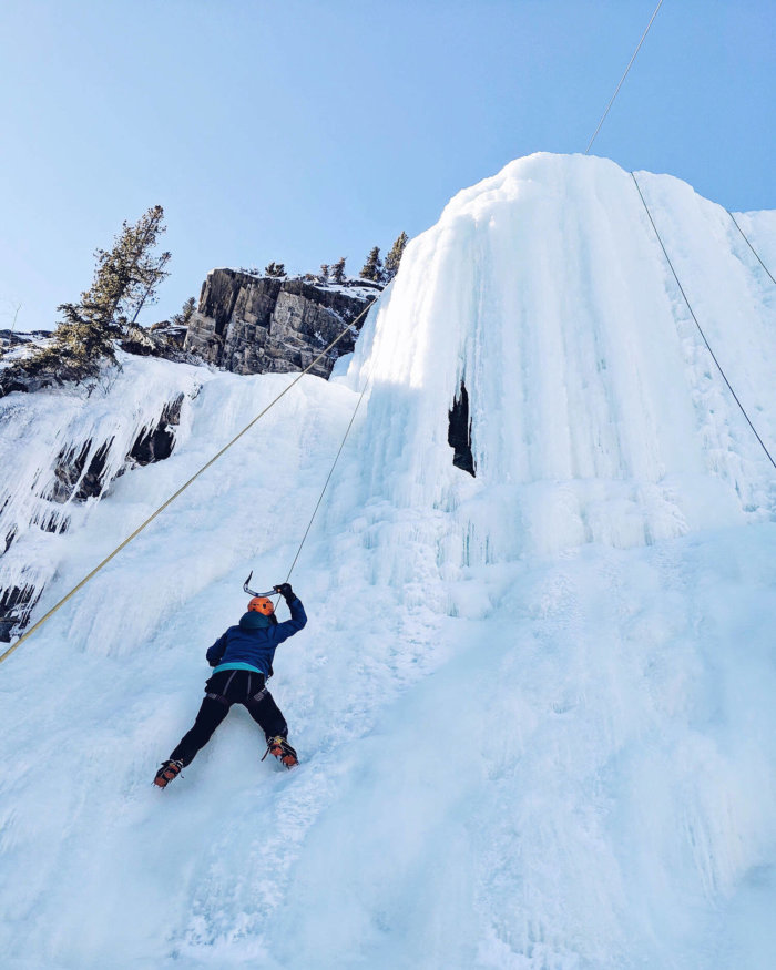Travel Canmore Kananaskis Explore Alberta Ice Climbing Frozen Waterfall