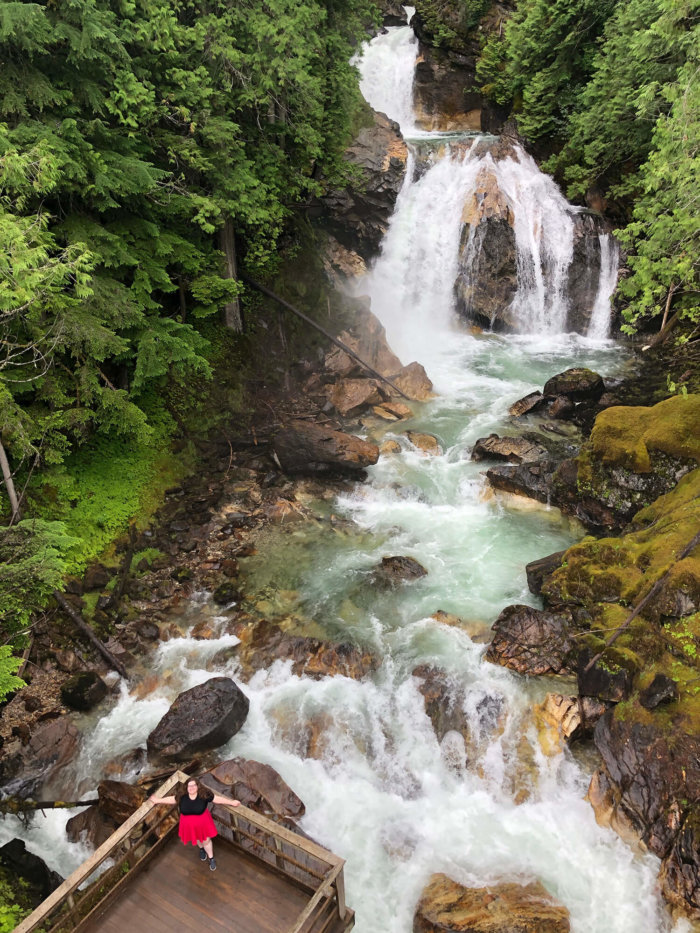 Crazy Creek Resort Waterfalls Suspension Bridge - Revelstoke British Columbia - Explore BC - AMA Travel Road Trip - Best Western