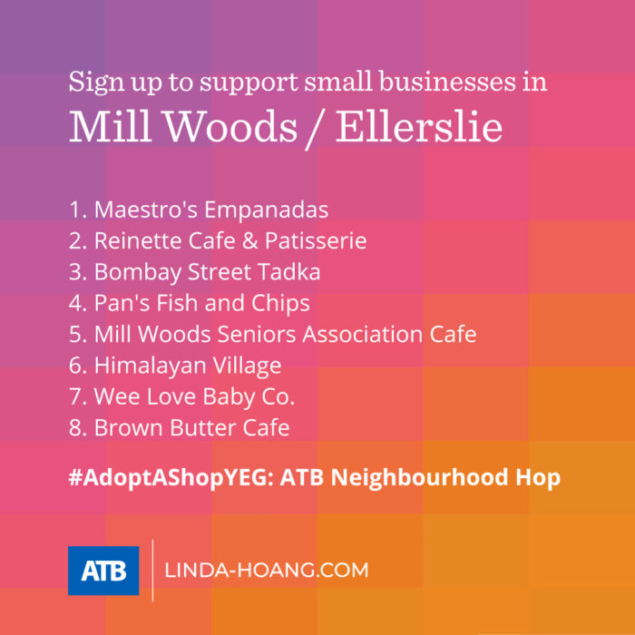 AdoptAShopYEG ATB Neighbourhood Hop - Itinerary - Mill Woods Ellerslie - Explore Edmonton - Shop Local - Support Small Business