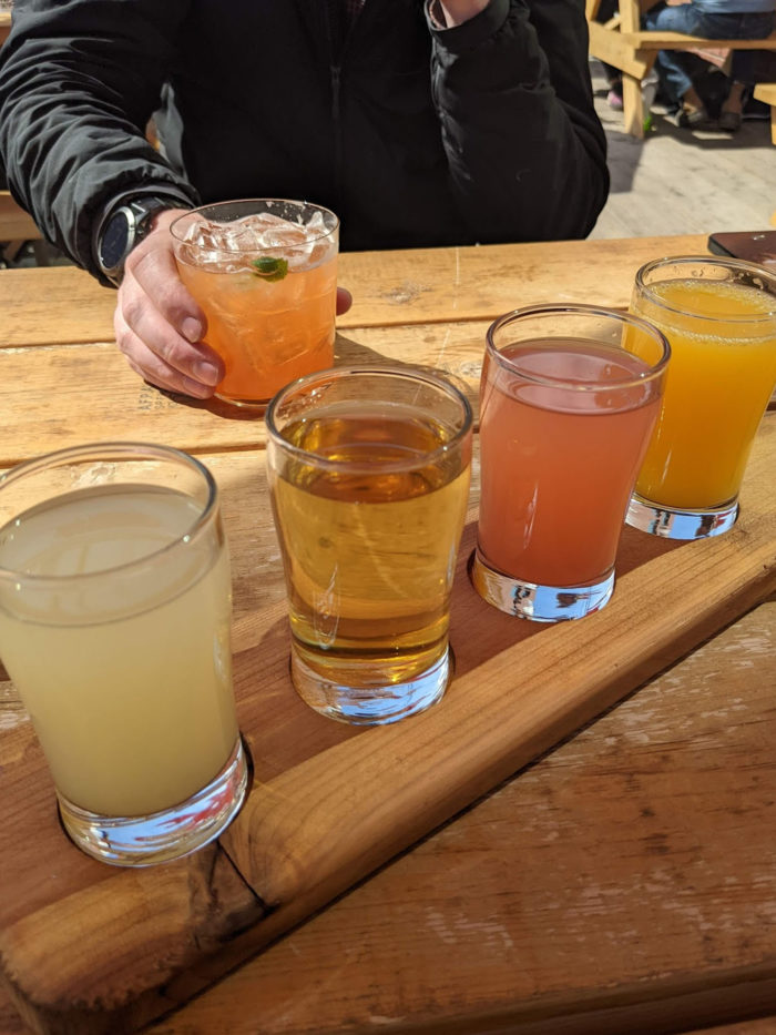 Explore Edmonton Drinks - Alcoholic - Beer - Cocktails - Spirits - Zero Proof - Mocktails - Non Alcoholic - Cafes - Bars - Restaurants - Dogpatch Mimosa Flight